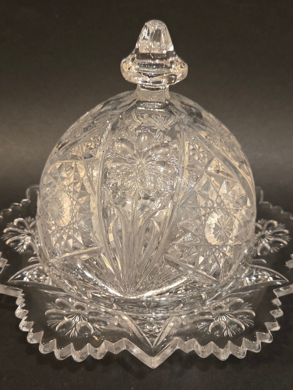EAPG Imperial Glass Clear Cut Glass Covered Butter Dish - Classic Crystal Look